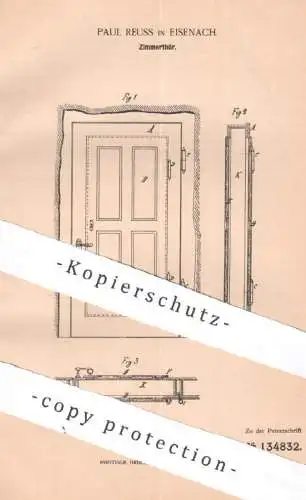 original Patent - Paul Reuss , Eisenach | 1902 | Zimmertür | Tür , Türen , Tischler , Holztür , Möbel , Zimmermann