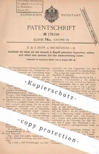 original Patent -  H. & A. Hupe , Neumünster i. H. , 1905 , Küchenuhr | Uhr mit Alarm , Uhrwerk , Wecker ,