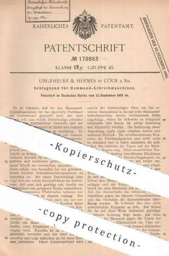 original Patent - Ungeheuer & Hermes , Köln / Rhein | 1905 | Schlagband für Hammond - Schreibmaschinen | Schreibmaschine