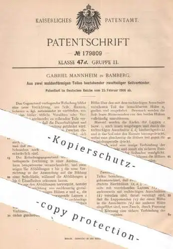 original Patent - Gabriel Mannheim , Bamberg , 1906 ,  zweiteiliger Seilverbinder | Seil - Verbinder | Schnur !!