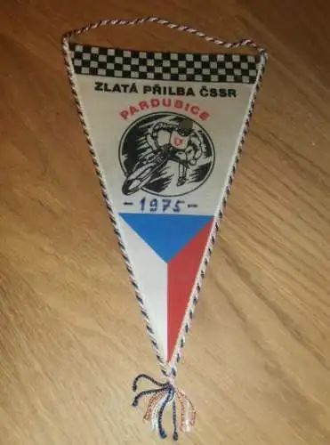 Speedway Wimpel - Zlata Prilba Pardubice , 1975 , mit Autogrammen ,  FIM , Motorsport !!