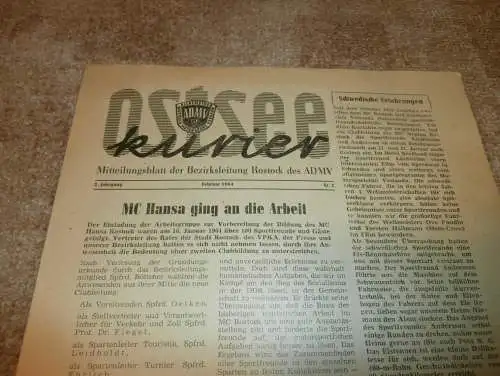 Sonderausgabe Ostseekurier 1964 - MC Hansa , Speedway , Moto Cross , Motorsport , Rostock , Mecklenburg !!!