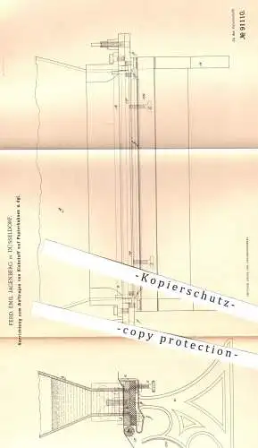 original Patent - Ferd. Emil Jagenberg , Düsseldorf , 1896 , Auftragen von Klebstoff auf Papier , Tapeten | Papierfabrik