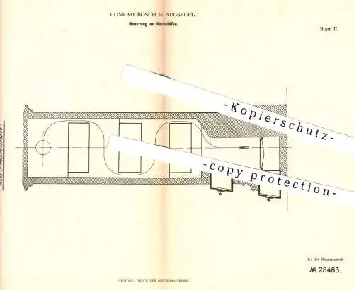 original Patent - Conrad Bosch in Augsburg , 1884 , Kachelofen , Kachelöfen | Kachel - Ofen , Öfen , Ofenbauer !!!