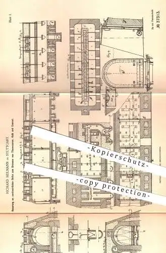 original Patent - Richard Heilmann , Stuttgart , 1885 , Öfen zum Brennen von Ton , Kalk , Zement | Ofen , Ofenbauer !!