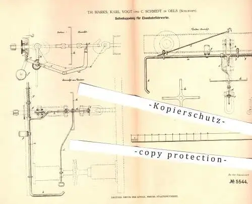 original Patent - Th. Marks , Karl Vogt , C. Schmidt , Oels / Schlesien , 1878 , Kupplung für Eisenbahn , Eisenbahnen !!