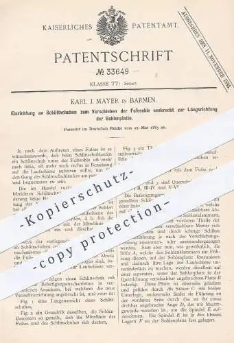 original Patent - Karl J. Mayer , Barmen , 1885 , Verschieben der Fußsohle am Schlittschuh | Schlittschuhe | Schuhe !!