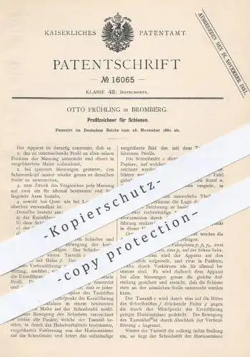 original Patent - Otto Frühling , Bromberg , 1880 , Profilzeichner für Schienen | Schwellenbau , Schwellen , Eisenbahn !