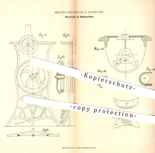 original Patent - Adolph Freckmann , Hannover , 1880 , Nähmaschine , Nähmaschinen | Nähen , Schneider , Schneiderei !!