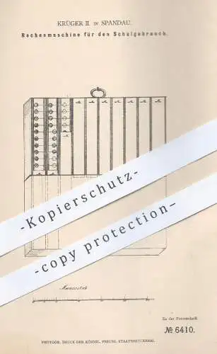 original Patent - Krüger II , Berlin Spandau , 1878 , Rechenmaschine für die Schule | Rechnen , Mathematik , Lehrer !!!