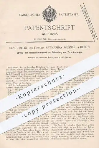 original Patent - E. Repke , K.Wegner , Berlin , 1899 , Strecken u. Korrektur von körperlichen Verkrümmungen | Medizin !