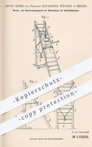 original Patent - E. Repke , K.Wegner , Berlin , 1899 , Strecken u. Korrektur von körperlichen Verkrümmungen | Medizin !