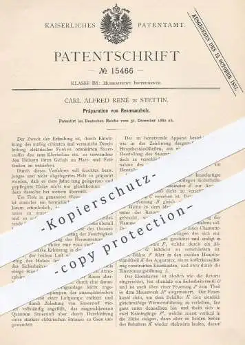 original Patent - Carl A. René , Stettin , 1880 , Präparation von Resonanzholz | Resonanzboden , Klavier , Klavierbauer