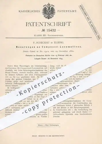 original Patent - F. Schichau , Elbing , 1881 , Compound - Lokomotiven | Lokomotive , Eisenbahn , Eisenbahnen !!!