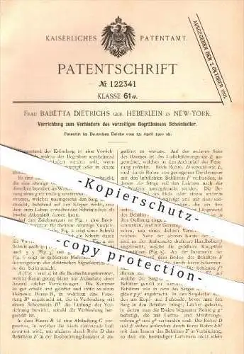 original Patent - Babetta Dietrichs - Heberlein , New York , 1900 , Verhindern des vorzeitigen Begräbnisses Scheintoter