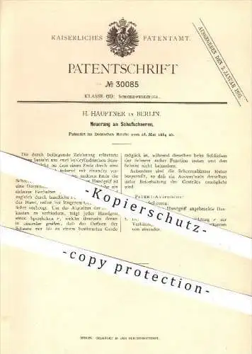 original Patent - H. Hauptner in Berlin , 1884 , Schaf - Schere ,  Scheren , Schneidwerkzeuge , Werkzeug , Schneiden !