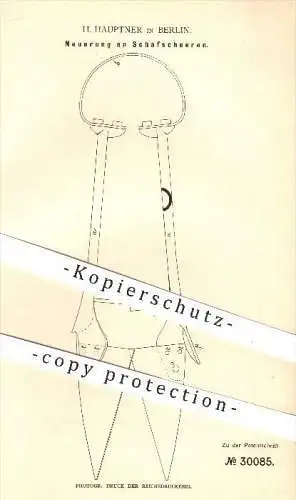 original Patent - H. Hauptner in Berlin , 1884 , Schaf - Schere ,  Scheren , Schneidwerkzeuge , Werkzeug , Schneiden !