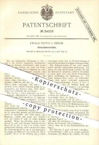 original Patent - Ewald Netto in Berlin , 1885 , Verschluss für Hinterlader , Gewehr , Gewehre , Waffen , Schusswaffen !