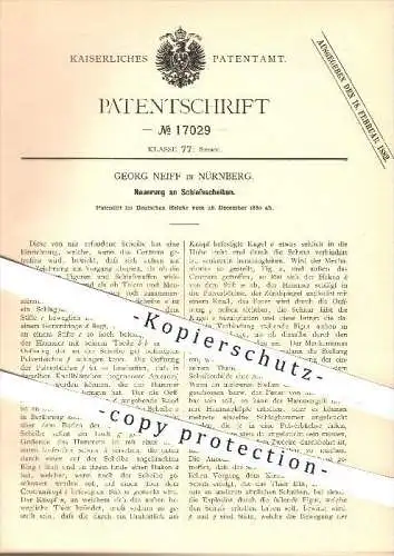 original Patent - Georg Neiff in Nürnberg , 1880 , Schießscheiben , Schießen , Schießsport , Sport , Waffen !!