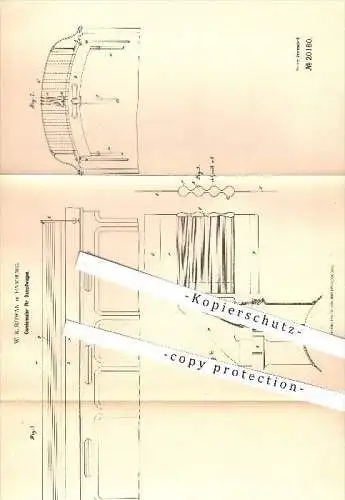 original Patent - W. R. Rowan in Hamburg , 1882 , Kondensator für Dampfwagen , Eisenbahn , Eisenbahnen , Kondensation !!