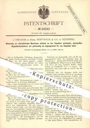 original Patent - J. Abraham , Mesthaler & Co. in Nürnberg , Steuerung an vierzylindrigen Maschinen , Motor , Motoren !!