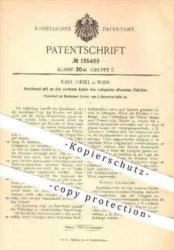 original Patent - Karl Tiesel in Wien , 1904 , Leibgurt mit Pelotten am Leibgurt , Gurt , Gurtband !!!