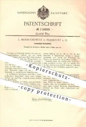 original Patent - L. Morduchowitz in Frankfurt a. Oder , 1900 , Leistenkeil - Verschluss , Schuh , Schuhe , Schuster !!!