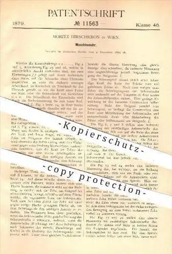 original Patent - Moritz Hirschkron in Wien , 1879 , Maschinenuhr , Uhr , Uhrwerk , Uhren , Uhrmacher !!!