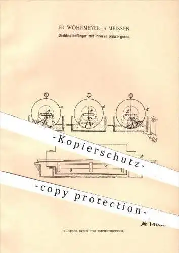 original Patent - Fr. Wöhrmeyer in Meissen , 1902 , Drehknotenfänger mit inneren Rührorganen , Papier , Papierfabrik !!!