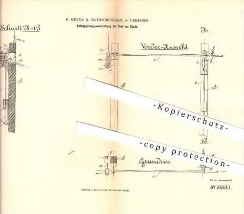 original Patent - F. Meyer & Schwabedissen in Herford ,1883, Entkuppelung von Vieh im Stall , Tierzucht , Landwirtschaft