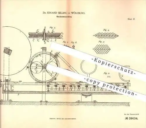 original Patent - Dr. Eduard Selling in Würzburg , 1886 , Rechenmaschine , Rechnen , Mathematik !!!