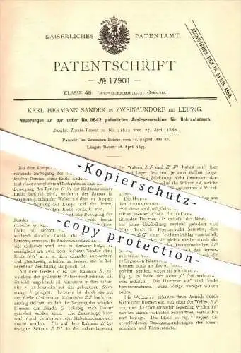 original Patent - Karl H. Sander in Zweinaundorf bei Leipzig , 1881 , Auslesemaschine für Unkrautsamen , Landwirtschaft