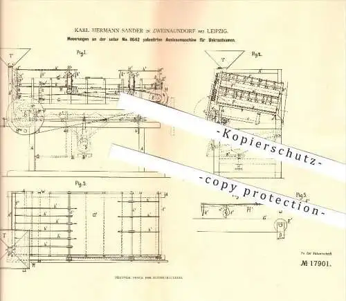 original Patent - Karl H. Sander in Zweinaundorf bei Leipzig , 1881 , Auslesemaschine für Unkrautsamen , Landwirtschaft