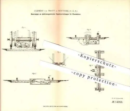 original Patent - Clemens von Trott in New York , 1879 , Signalvorrichtungen für Eisenbahnen , Eisenbahn !!!