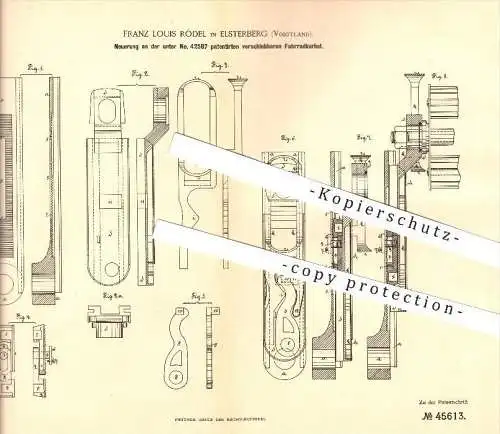 original Patent - Franz Louis Rödel in Elsterberg , 1888 , Verschiebbare Fahrradkurbel , Fahrrad , Fahrzeugbau !!!