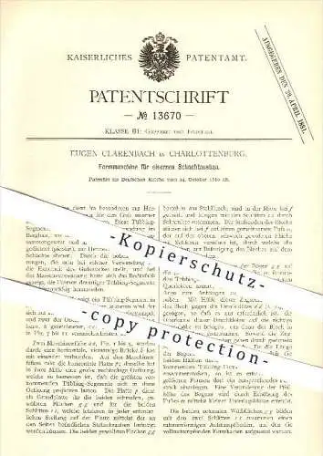 original Patent - Eugen Clarenbach in Charlottenburg , 1880 , Formmaschine für eisernen Schachtausbau , Berlin !!!