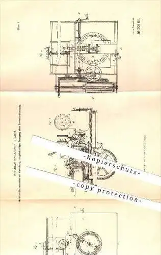 original Patent - Heinrich Hagemann in Wien , 1882 , Setzmaschine zur Erzeugung eines Korrekturabdruckes , Buchdruck !!!