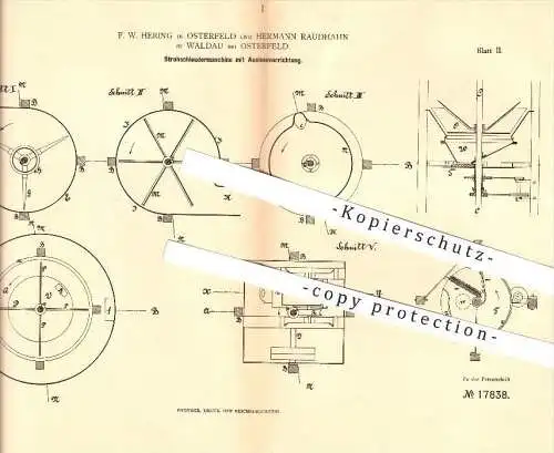 original Patent - F. W. Hering in Osterfeld u. H. Raudhahn in Waldau,1881, Strohschleudermaschine mit Auslesevorrichtung