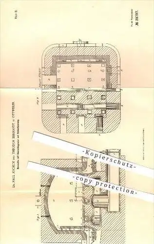 original Patent - Dr. Paul Jochum & Theodor Ehrhardt in Ottweiler , 1886 , Brennofen mit Sohlenfeuerung , Ofen !!!