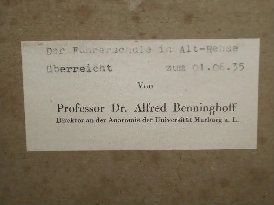 Gemälde von Dr. Alfred Benninghoff in Marburg a.d. Lahn für Führerschule Alt Rehse , 1.6.1935  !!! 1