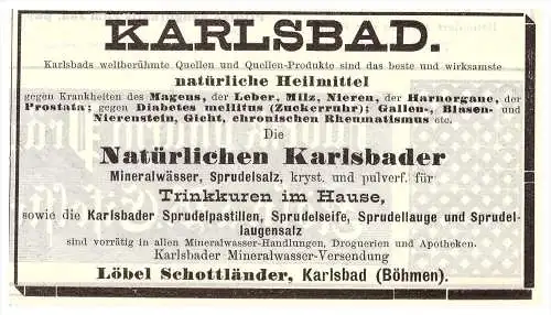 original Werbung - 1904 - Karlsbad Haustrinkkuren , L. Schottländer , Kur , Arzt , Apotheke !!!