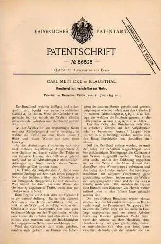 Original Patentschrift - C. Meinicke in Clausthal , 1895 , verstellbarer Rundherd , Erz , Zellerfeld !!!