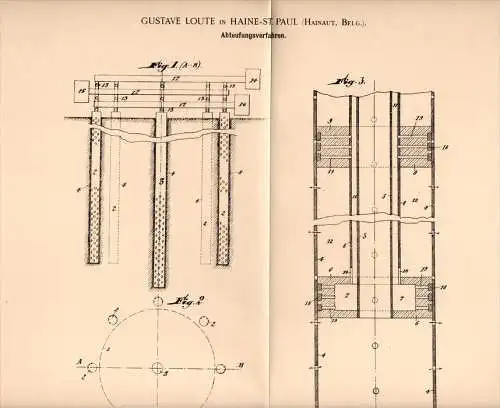 Original Patentschrift - G. Loute in Haine St. Paul , 1902 , Abteufungsverfahren , Zement , Hainaut !!!