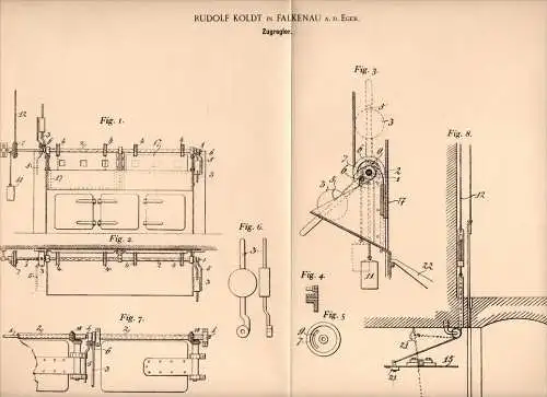 Original Patentschrift - R. Koldt in Falkenau / Sokolov , 1902 , Zugregler , Feuerung , Heizung , Ofen !!!