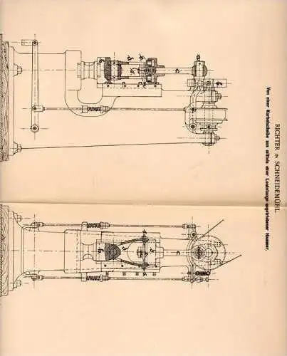 Original Patentschrift - Richter in Schneidemühl / Pi&#322;a , 1901 , Schlaghammer , Hammer , Ramme !!!