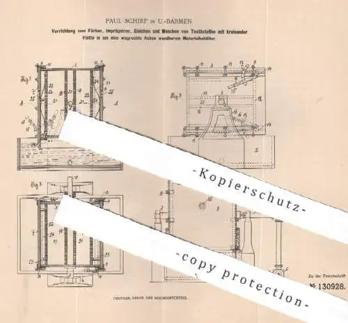 original Patent - Paul Schirp , Barmen | 1901 | Färben , Imprägnieren , Bleichen & Waschen von Stoff Textilien | Gewebe