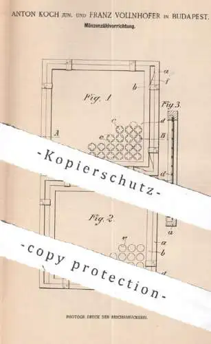 original Patent - Anton Koch & Franz Vollnhofer , Budapest Ungarn , 1901 , Münzenzählvorrichtung | Münzen , Münze , Geld