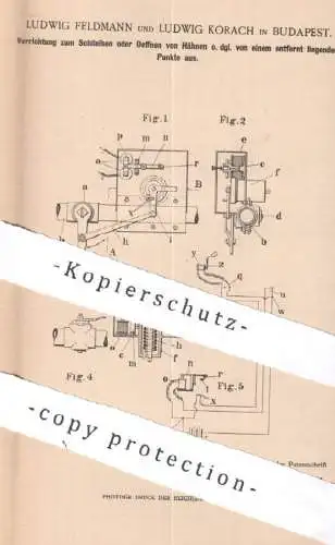 original Patent - Ludwig Feldmann & L. Korach , Budapest , Ungarn , 1900 , Schließen o. Öffnen von Wasserhahn o. Ventil