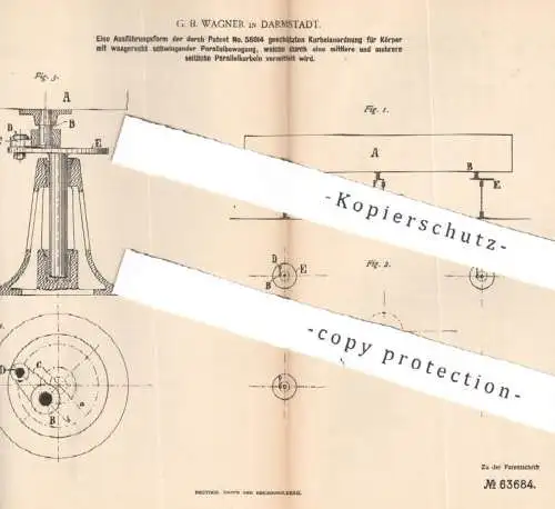 original Patent - G. B. Wagner , Darmstadt , 1891 , Kurbelanordnung | Kurbel , Maschine , Maschinenbau , Sieb , Kurbeln