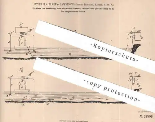 original Patent - Lucien Ira Blake , Lawrence , Grafschaft Douglas , Kansas , USA , 1894 | elektr. Verbindung Untersee